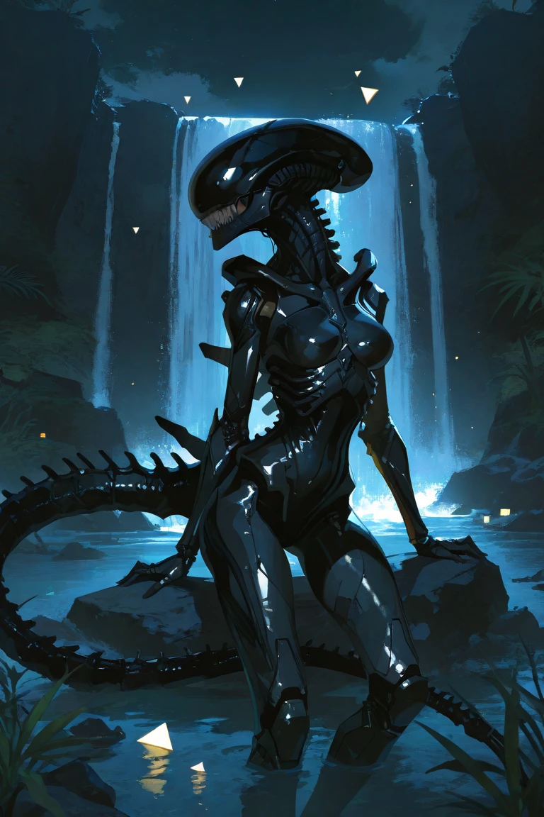 score_9, score_8_up, score_7_up, score_6_up, score_5_up, score_4_up, source_furry, [ksh|sule] alien, xenomorph, black body, black skin, solo, spiked tail, spikes, spikes \(anatomy\), tail, female, backlighting, inside, space station, spacecraft, looking at viewer, front view, three-quarter portrait, upper body, close-up, breasts, cleavage, happy, (bust portrait:1.4), jungle, outside, sun, tree, leaf, plant, nude
<lora:xenomorph_pdxl:1>