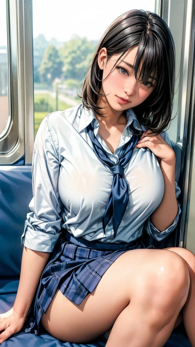 {{{master piece}}}, {{{Best Quality}}}, {{{highest quality}}}, {{Ultra-detailed}}, {{{ultra high resolution}}},{{{extremely detailed CG unity 8k wallpaper}}}, {{{Illustration}}}, {{{Detailed skin}}}, {{{Shiny skin}}}, {{{Realistic}}}, {{{Beautiful detailed eyes and face}}},{{{Perfect Anatomy}}}, gleaming skin,oily skin,
((High school girl grabbed by the buttocks on the train,)), anguished,screaming,frown,(((red lips))),
(School uniform, Pleated skirt), (her arms up),((((up skirt,visible panties)))),(((open shirt,show off pointy breast,nipples))),
Beautiful One Girl, Side Ponytail, Beautiful face, Beautiful detailed eyes, Beautiful body, Beautiful chest, beautiful thigh,
(((3 men))),(molesting), ((Man grabbing girl's breast on train), (Man grabbing another’s crotch on train)),nsfw,((chikan)),open mouth,