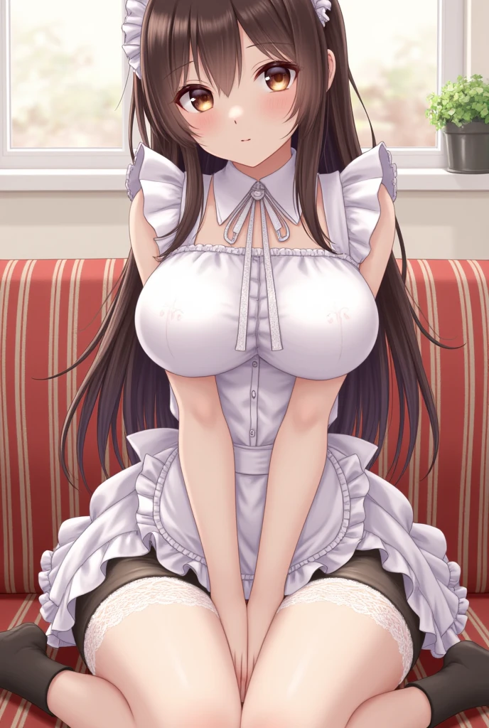 pieces fly、masterpiece、highest quality、Super detailed、High resolution、High resolution、8K portrait、Unity 8k壁紙のHigh resolutionCG、unity 8k wallpaper、cute type little:1.5、:1.5、Highly detailed CG unity 8k wallpaper、realistic、real person、cute type little、 portrait photography、shiny skin、High resolution、(:1.2)、(1 girl)、beautiful clear eyes、very detailed explanation、delicate face、nice lips、slender body、Same with big breasts thin waist、thin legs、(garden:1.6)、1 girl, cute type, perfect face, seriously, (blush:1.5),((There are a lot of people nearby:1.4))Same with big breasts,((Maid clothes:1.2)),(((clothing lift:1.5))), (((I have nipples))), Detailed description vagina,show vagina,spread legs,spread ,((cum in vaginas:1.2))、(:1.2)