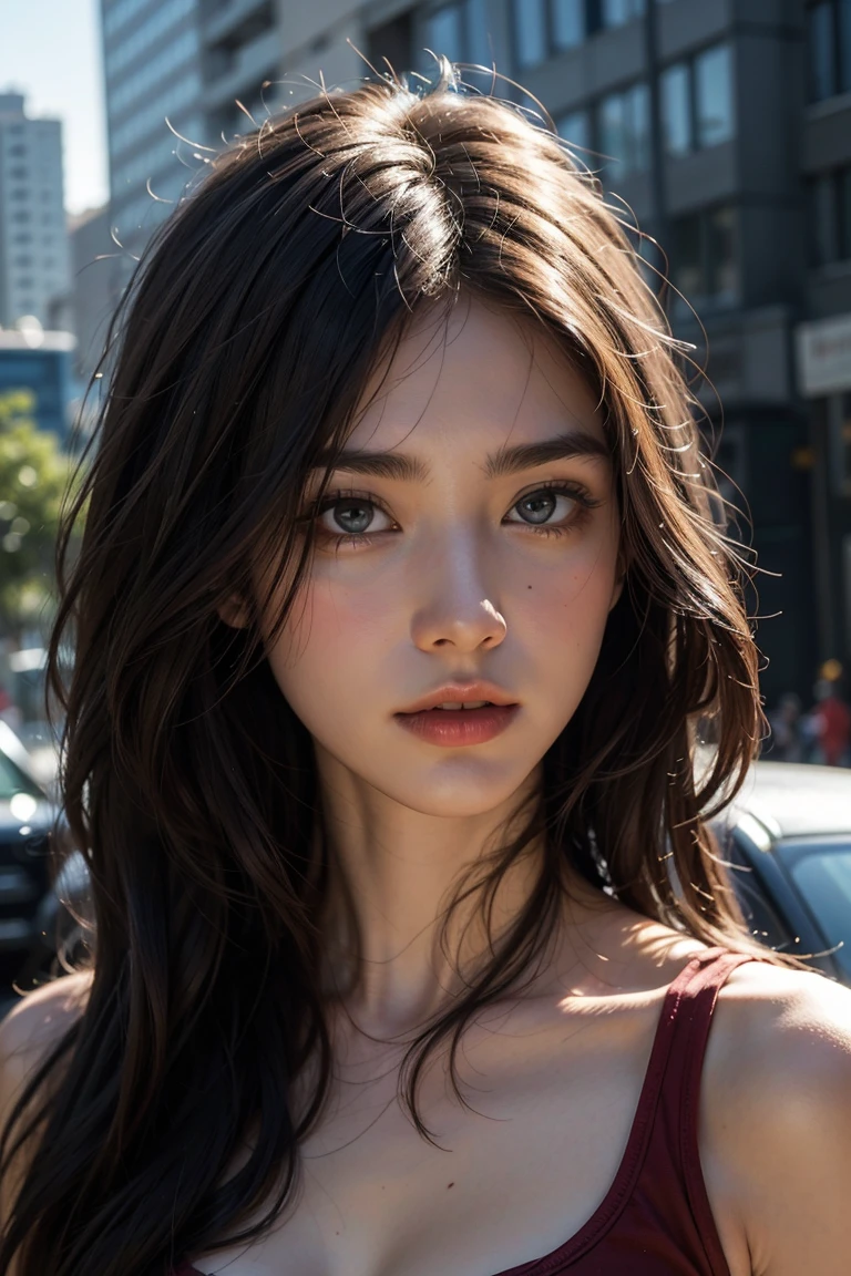 ((best quality)), ((masterpiece)), (detailed), 1girl, best quality, scars on face, big breasts, stare,