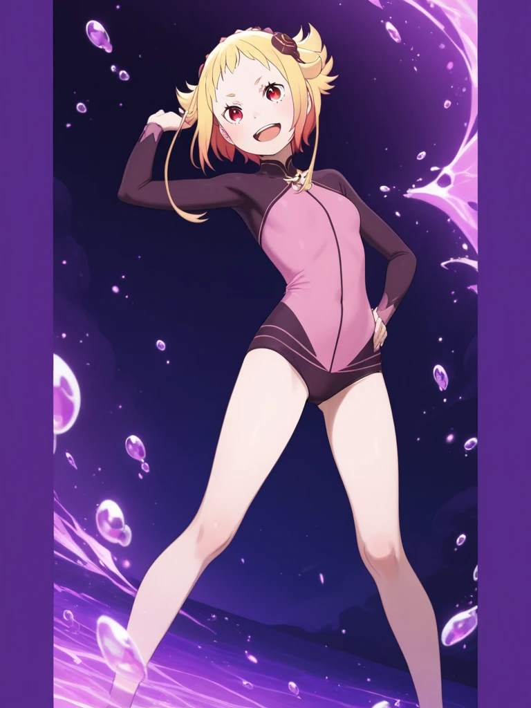  (from below:1.2), a girl , purple color hair、Purplish blue eyes that dreamers desire, (Blonde hair) , small stature, Colossal tits, Lori, (masutepiece:1.2, Best Quality), (finely detailed beautiful eye: 1.2), (beautifull detailed face), (perky chest:1.1), (pointed chest:1.2), (the cocktail magazine cover:1.3)，(Best Illumination, extremely delicate and beautiful), sexy pose,make a cocktail , in a bar counter, ((Cinematic Light)), Dramatic light, (Pale white background:1.5), Short bob hair（1:3）、Ultra Contrast、Braid a little around the ears, White long dress、only has 5 fingers、cute pants is visible through the white thong、cuet pants, Arms crossed、grab the arm、Shoot from above:1.2,Best Quality、thin Pubic hair,high-level image quality、hightquality、8K,perfect hand、5 fingers、finger pin、Perfect Finger、T back,noise cut、bullet hand、Her hair color should have been a brighter purple.The skirt part is also carefully expressed,Purple skirt、the skirt is floating in the wind、Dark purple panties、thin Pubic hair ,(with sparkling eyes and a contagious smile),open mouth, highest quality, high resolution,Real World, Natural light,perfect Natural light, Looking at Viewer,
