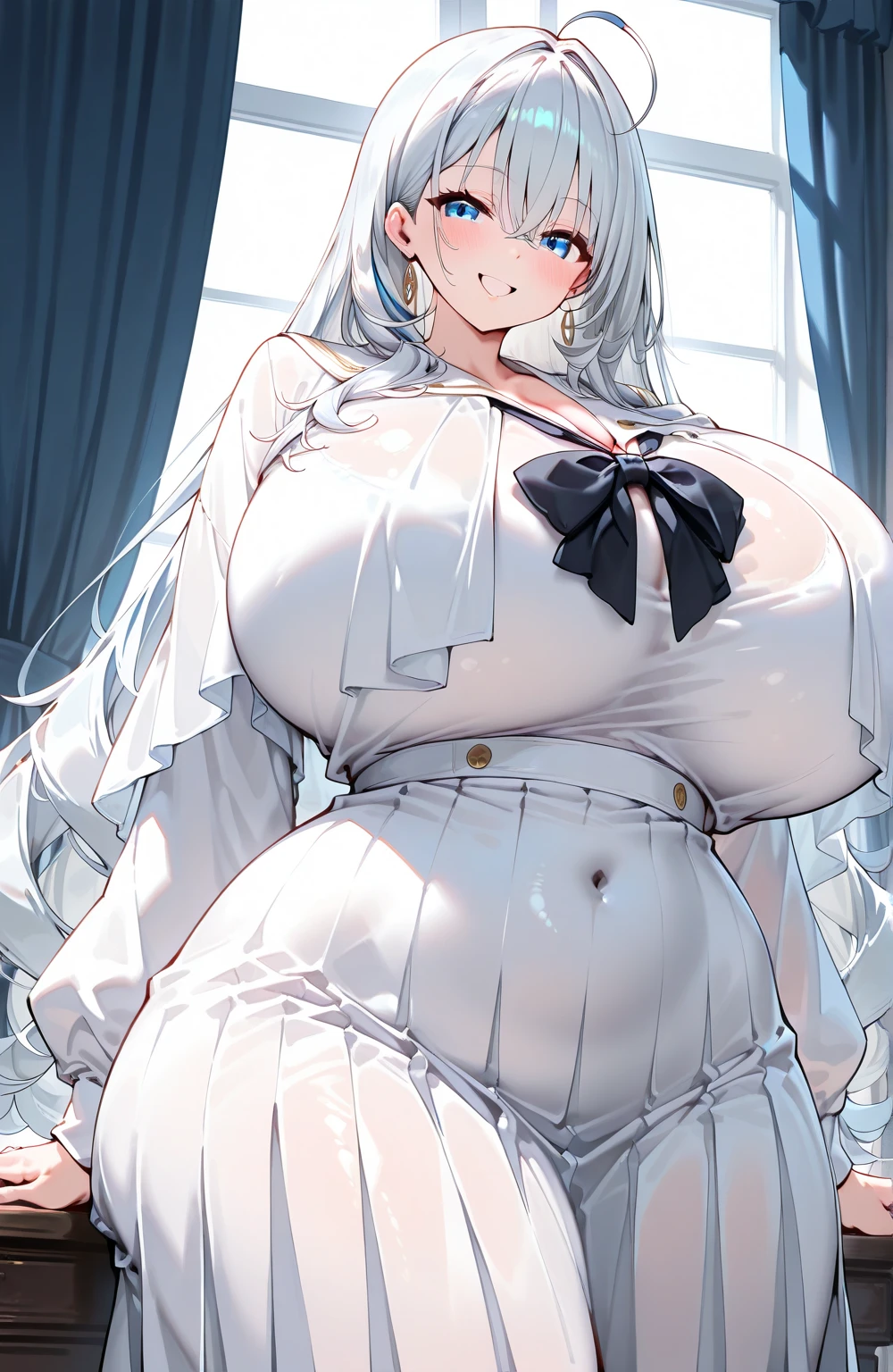 Big breasted , Smooth skin, Super big breasts that are bigger than the body,White silk thick legs,2-dimensional