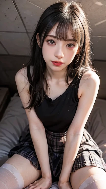 ((((highest quality)))), (((Ultra-precision CG 16K))), (((masterpiece))), (((Very detailed))), (((Extremely detailed))), (((Black outline:1.3, Written boundary depth:1.3 , Written soft outline))), Blur, Bokeh, Maximum clarity and sharpness,Multilayer Texture, Surface Shading, Cinematic lighting, Beautiful details sparkle ,Perfect Proportions, Limited to one woman, BREAK accurate, Anatomically correct, Highly detailed face and skin texture, drawn in detail, Highly detailed facial and skin texture, Detailed eyes, beautiful hair, Beautiful Japanese Idol face, Beautiful and beautiful eyes, Beautiful body, Beautiful breasts, Beautiful thighs, Beautiful legs, Beautiful fingers, (Beautiful views) , skinny body, ((Beautiful Skin)), ((Skin Texture)) BREAK breast enlarged, large Breasts, perky , (blush, archaic smile:1.3, brown eyes, pink cheek, Double eyelids, Thin eyebrows, narrow eyes:1 Natural cheeks, Glossy skin, Fair skin:1.2, (Glossy lips:1.4, shiny lips: 1.4 ), high school student, Attractive adult woman ) , twin braid, Long Hair, Striped Hair, Hair Intake, Inner hair color, BREAK street fashion, nail art, necklace, Bridal Ring, wearing a watch BREAK (((on all fours:1.3, Wipe the floor with a rag:1.3 , from front, from below , closeup of face, cowboy Shot, looking at viewer, \(A face waiting for a kiss\):1.3))), ((rural house:1.3, plank floor)),
