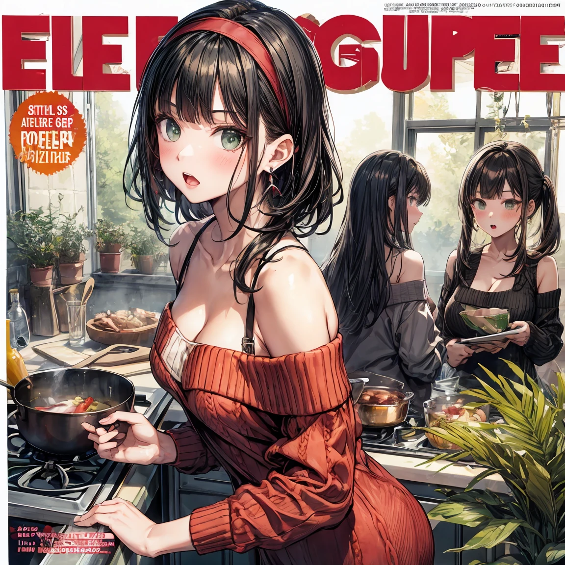 thicc ,full body, green t shirt,huge breast, brown hair, short hair, red eyes , 1 girl,