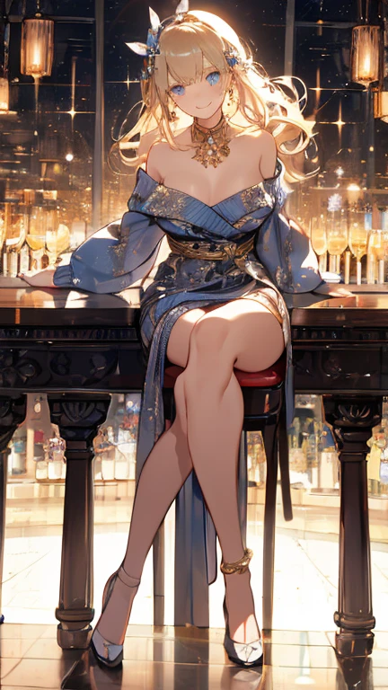 20 year old girl sitting on a chair, ((Large Breasts、Breast sagging、Low-cut,cleveage ,Wide hips,)))((Long legs)),Hourglass figure))high quality, vintage poster style,Sexy, Mouth O, surprise, skirt, floating long dress, Colorful , masterpiece, illustration,