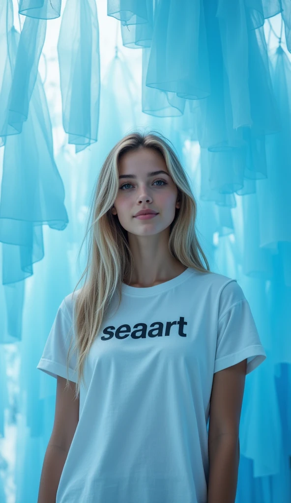Professionell, (4K-Foto:1.1) bis (JeremyLipking:0.3), (Diätmann Anna:0.3), (Arian Mark:0.3), (Scharfer Fokus:1.3), Hohe Detailgenauigkeit, Nichts tragen, beautiful detailed face, Blue-eyed, lange blonde Haare, (attraktive junge frau:1.3), (seductive:1.1), (flush:1.1), Hourglass body type, Great circle, blonde goddess, Enge Kleidung, seductive grin smile, handsome face, perfect white haired girl, cute seductive smile, beautiful blonde girl, good young girl, Cute girl, Gorgeous blonde, Titten, Blick in die Luft in die Kamera, Ausgebeultes T-Shirt tragen, dunkler Hintergrund, full-body shot, Herren XXXL T-Shirt, Ultraweites T-Shirt