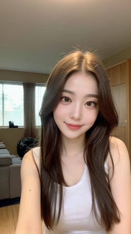 ((highest quality, 8K, masterpiece:1.3)), concentrated:1.2, perfect body beauty:1.4, buttocks:1.2, ((delicate hair)), (Brightly colored pajamas、 :1.1) , ((highest quality、8K、masterpiece:1.3))、1 girl、A sloppy smile、Full body Esbian、slim face、big 、Beautiful woman、(dark brown hair)、、1.1、flickering valley、detailed eyes、double eyelid、blurred background、超slim face、look down、Bedroom bed、