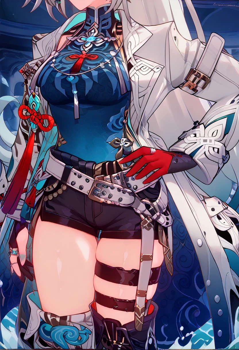 Big ，Large Breasts, [特写Cleavage]]]]Huge long saggy breasts, Cleavage, The chest is more exposed，Thighs are thicker、Off-shoulder，knee socks，Pleated Skirt，sports shoes，hoodie，stand up