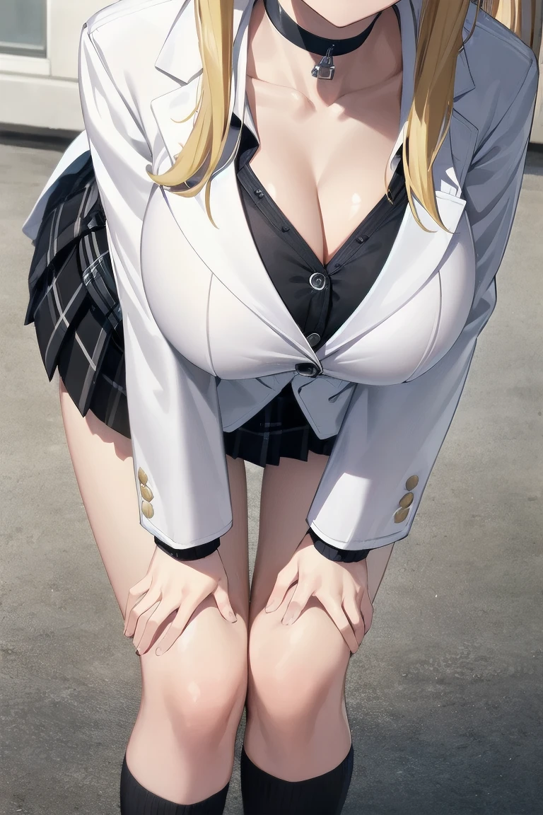 Manhwa Style,Naughty sister type,(High-quality characters:1.2),(4K:1.1),(Exquisite facial features:1.2),Glossy face,up-close,(Directly rear view:1.3),(The complexion is very fair:1.3),(sophisticated haircut:1.1),(Pale light blue hair:1.1),(pink gradient:1.1),(Purple stripe dyeing:1.1),(Thin leg:1.2),(big breasts thin waist:1.2),(petite breasts:1.2),(Protruding nipples1.2),(1个Giant Breast Girl:1.1),(15-year-old girl:1.1),Bow hairpin,White heart-shaped earrings,校服,White belt,Messy uniform jacket,(Wet clothes:1.1),(white shirt:1.1),(White waist pantyhose on the left leg:1.3),(Black pantyhose on the right leg:1.3),(Gray low-rise pleated plaid skirt:1.3),(Grass background:1.2),(Lift your skirt with your hands:1.2),(Rub your breasts and with your hands:1.3),(spread their legs:1.3),(Sit on the lower body of 1 man:1.2),Shy blush,Best quality at best