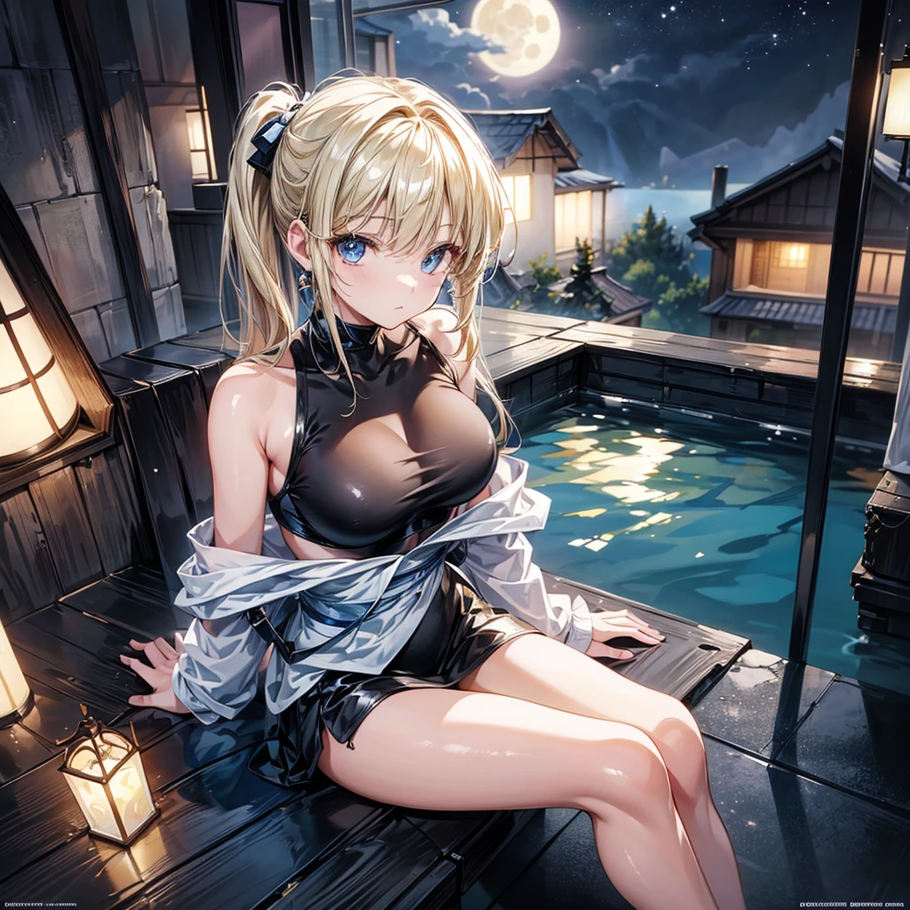 masutepiece, Fine detail, 4K, 8K, 12K, Solo, 1 person, Beautiful Girl, caucasian female, Marisa Drizzle, Naked, Towel wrapped around the body, Taking a bath, mideum breasts、Braless