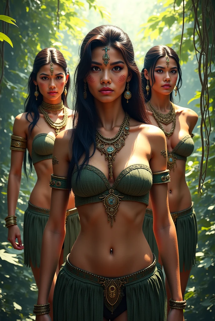 Isabel Merced, mayan princess, princess clothing, bob_cut hair, and lara croft muscular full, big breasts:1.3, challenging look