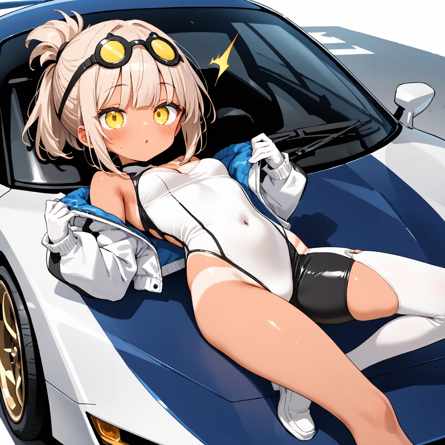 A young sexy blond woman,Keep short hair,Wearing hot clothes,Sitting in the seat of a spaceship