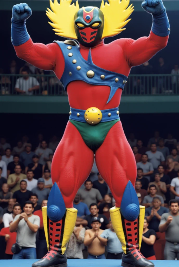 masterpiece, best quality, solo, 1boy,looking at viewer,outdoor,wrestling ring,anime style,
 <lora:planetmanV1:0.8>planetman