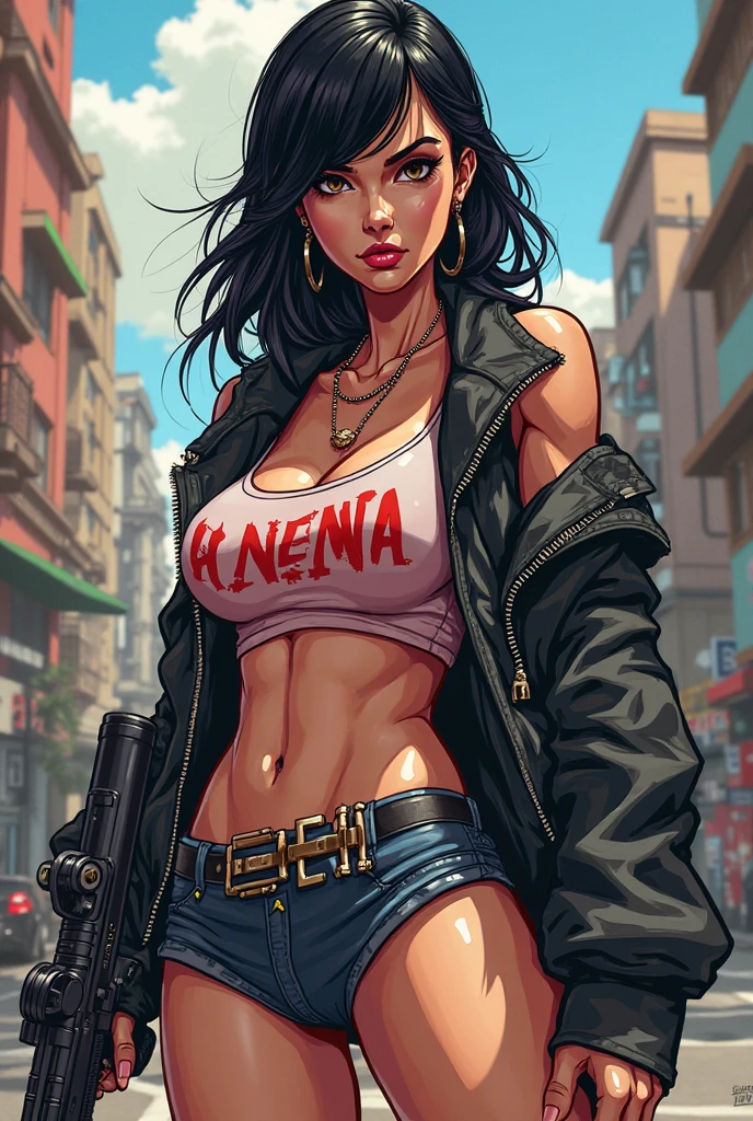 black anime character in braids with guns duel wielding