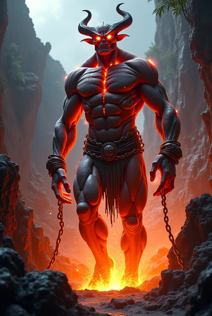 Create an image of a race of rockmen known as Vulkans. They have rocky bodies that vary in shades of gray., black and red, reflecting the lava and magma of the volcanic regions where they live. They have skin with layers of hardened rock and fissures that emit an incandescent glow., similar to erupting lava.