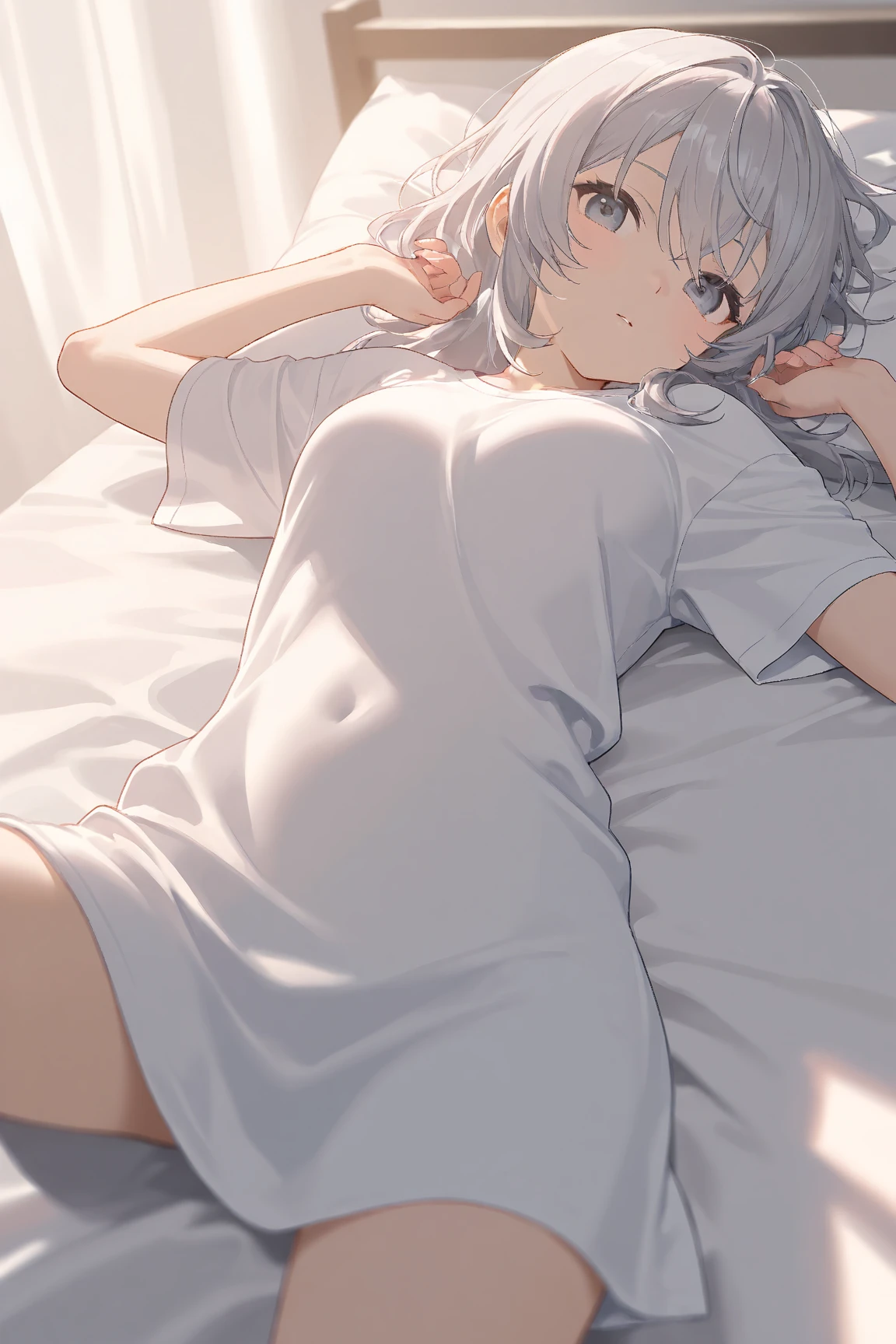 masterpiece,Female college student sleeping in bed,morning,In underwear,