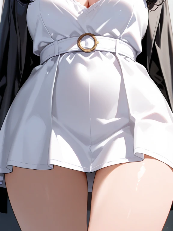 (Masterpiece, Best Quality, High Quality), volumetric lighting, illustration, beautiful , Blushing, looking at viewer, (white leather micro bikini), cleavage, huge breasts, smile,solo, seductive, perfect lighting, perfect shadows, kousaka honoka, blue eyes, orange hair, super hero,in street,(ass visible through thighs:1.2), (cameltoe:1.2),high heels , pink mini skirt , earrings