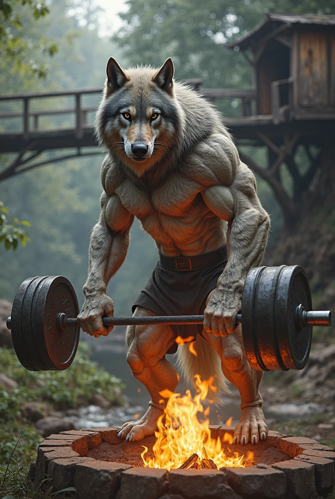 Wolf lifting 1 ton weights