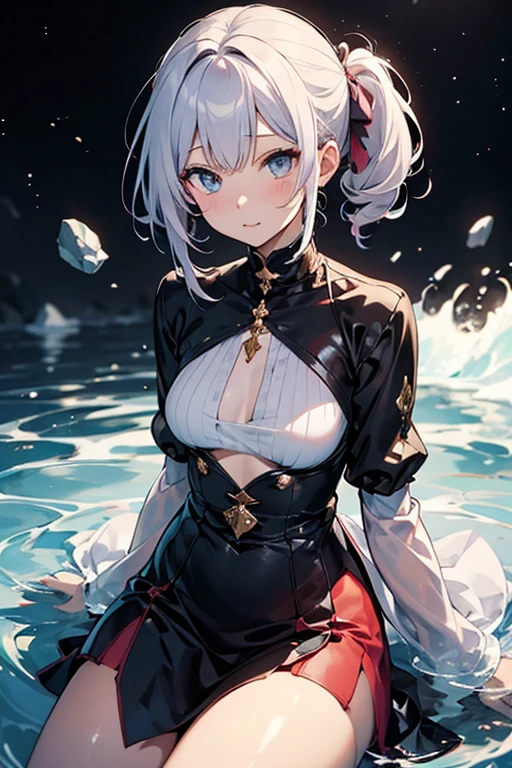 Silver Hair、Bobcut、Completely naked、blackい翼を持つ女性、Big Breasts、Spread your legs、Nipples、vagina, Exposed breasts and thighs、Show off your thighs、Official Anime Artwork, Ayaka Genshin Impact, black, Shalltear Bloodfallen,  Detailed Key Anime Art, black photo, Ayaka Games Genshin Impact, Gap Moe Yandere Grimdark, Fine details. Girls&#39; Frontline