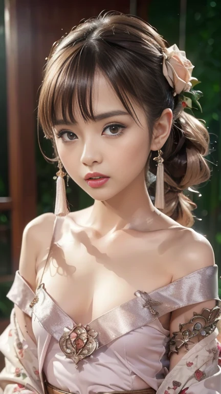 ((Yellow colour)), adorable, 1 girl, (face to face), 10 years old, baby face, happy, medium portrait, (face details: 1), (eye details:1), ((big breasts)). wearing transparent transparency mini apron, .. Cute posed. proportional body. Ultra High Res. realistic: 1.4, UHD, poke a bun Hairstyle , lace