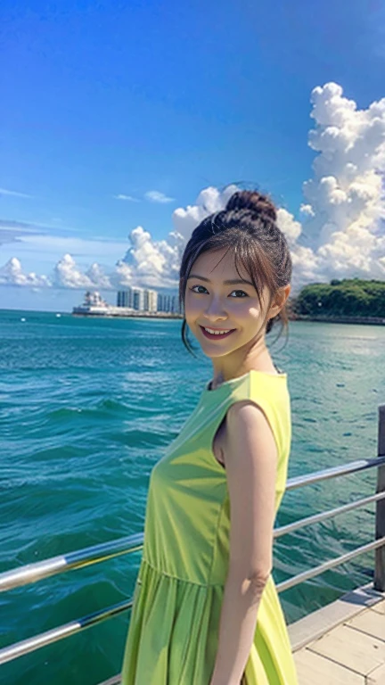 (highest quality,High resolution,masterpiece:1.2),super detailed,Beautiful girl jumping from the cliff into the lake,swimsuit,fine eyes, lip details, long eyelashes, flowing hair,sparkling water,green mountain in the background々, bright sunshine,soft shadow on the skin, tranquility, Bright colors, summer atmosphere,realistic,portrait style,calm and peaceful atmosphere,elegant posture,carefree look, dream-like, sparkling lake, Splattering water droplets,smooth skin, dynamic movement,Refreshing feeling, Sunlight reflecting off the surface of the water,clear blue sky, bright green, tranquility, Perfect form, fun experience