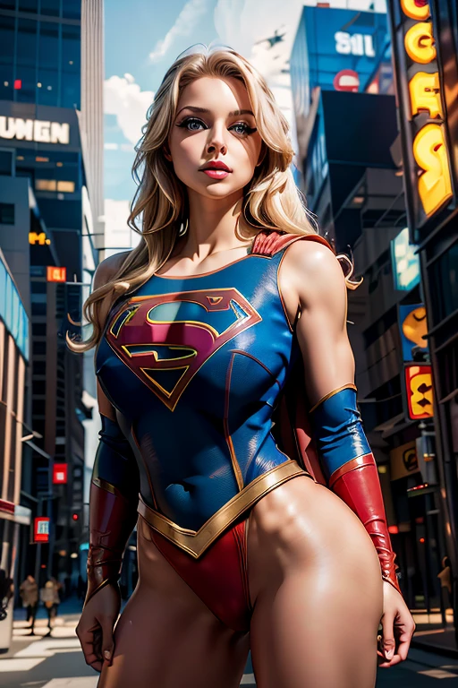 (Muscular:1.5), (thick thighs:1.4),
blonde female, supergirl,
earrings, lipstick, eyeshadow,
small breasts,
full body suit,
looking at viewer, three quarter view,
flying, in midair, rim lighting, two tone lighting, dim lighting, bokeh, detailed skin, detailed eyes