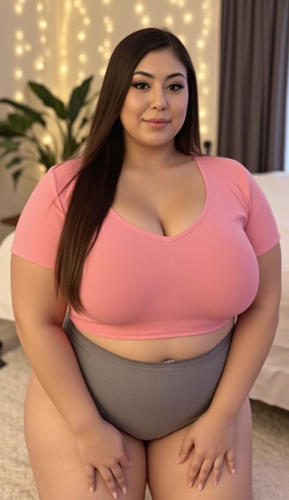 gorgeous curvy plus size Indian bengali actress ritavori , glowing eyes, wearing New Spring/Summer Fashionable Retro Holiday Short Sleeve Casual T-Shirt , covered Bust, parted lips, blushing cheeks, thick thighs, bigger waist, busty, curvy plus size body, full body, full body shot, head to toe view, smoothning burgendy color hair with pfrench braid hairstyle, hourglass body, curvy plus size body, smile face, bigger waist, busty, big hips, fleshy thighs, thick thighs, busty, full body view, Mount Fuji, Japan: Snow-capped peak with picturesque surroundings.