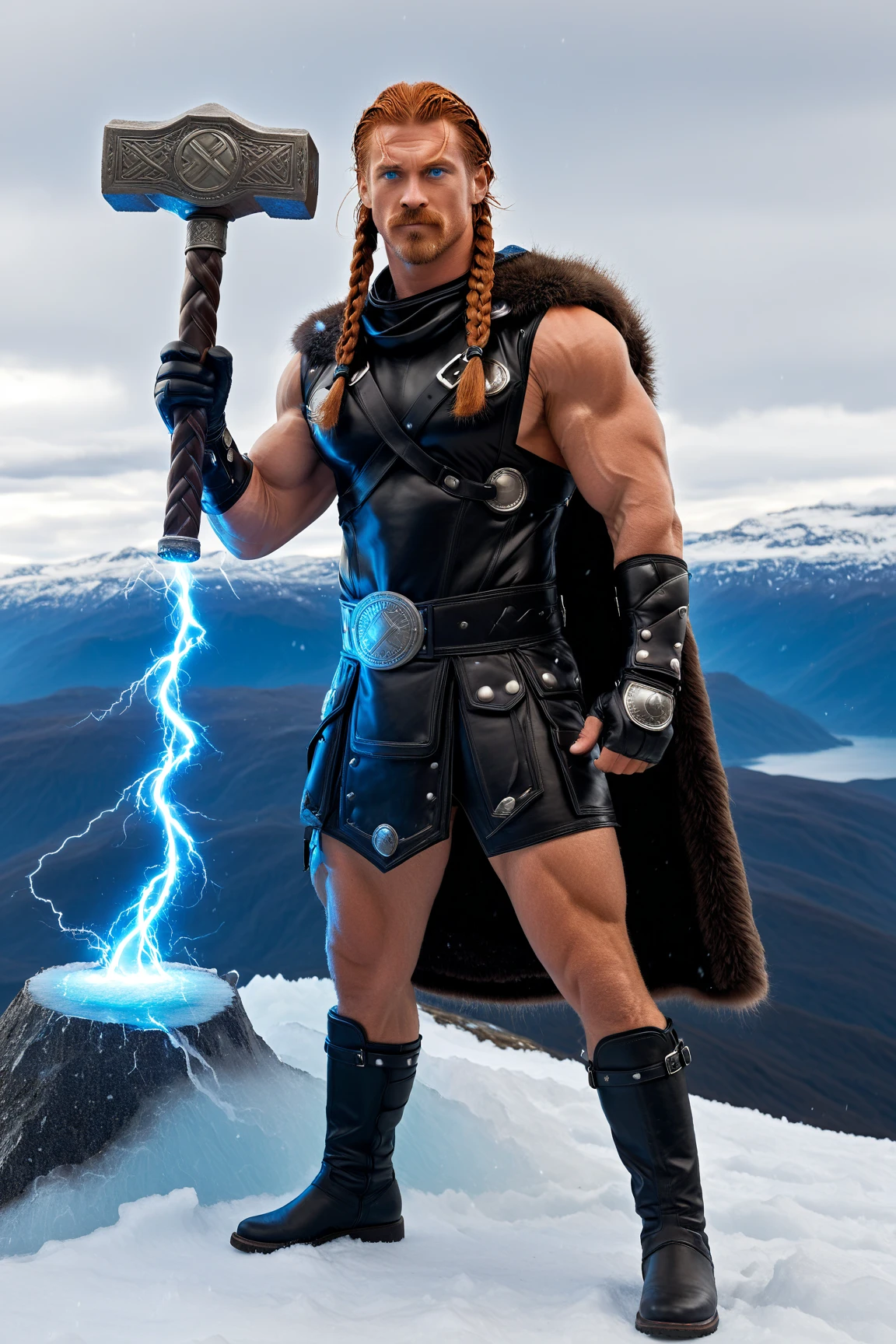 A close up photo of handsome very strong Man Warrior with (glowing neon blue sword:1.2) (in hand:1.2), struggling to remain relevant in age-old battles, with tears in his eyes, screaming, (fur:1.2), (hairy man:1.2), realistic motion action photo, (((hdr))), hyperdetailed, cinematic, cool lights, intricate details, muscle, perspective view, UHD, 64k, unreal, messy windy hair