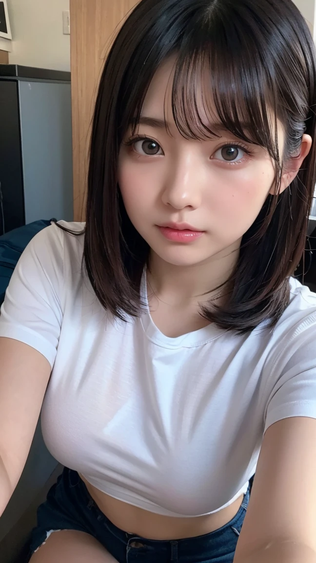 1girl, <lora:sd-No.182-000018:0.7>, t-shirt, close-up,upper body,, 8k, RAW photo, best quality, masterpiece,realistic, photo-realistic,
