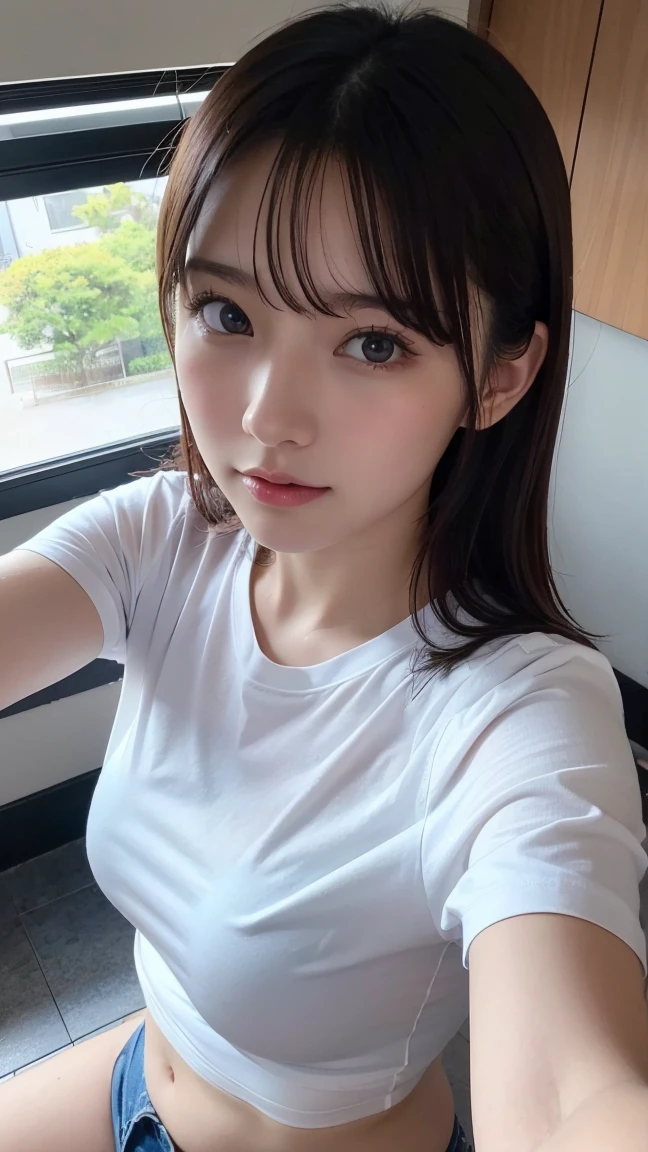 Highly detailed, High Quality, Masterpiece, beautiful, 1girl, IncrsHoldingHandsPov, holding hands, pov hands, (photorealistic:1.5), (RAW photo, 8k uhd, film grain), beautiful tkd_woman, perfect tkd_face, perfect tkd_body, cowboy shot, smile