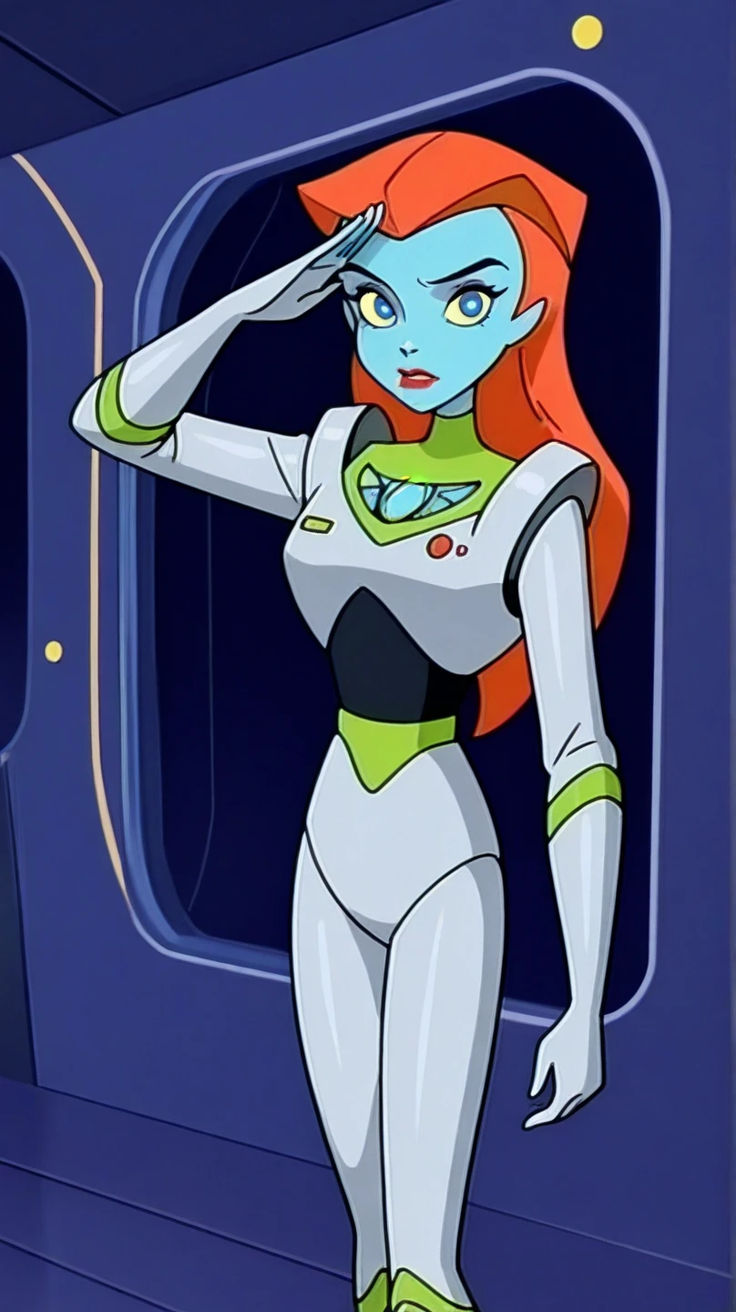 (masterpiece, best quality:1.1), (miranova:1.05), 1girl, solo, spacesuit, blue skin, looking down, outdoors, alien planet, extraterrestrial life, landscapes, atmosphere,