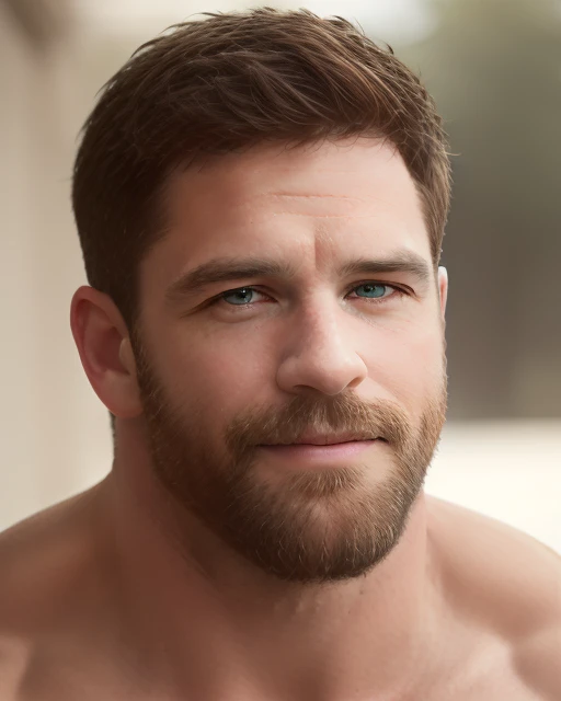((one male)) ((1boy)) ((front view)) (portrait:1.9) (head shot)
Very detailed flawless face, detailed open blue eyes, very handsome, epic, heroic, (muscular) bodybuilder, (big muscles), (big pecs) (big pectorals) (massive pecs), large nipples, ((very hairy chest)), (hairy abdomen), (hairy legs), (hairy arms), narrow waist. (homoerotic). Short styled ((black hair)). Realistic face, realistic eyes, (detailed facial features), (sexy smile).
((shirtless)) ((topless male)).
Standing in a barn doorway.
Highly detailed, high quality, masterpiece, volumetric light, vibrant colors, depth of field.
<lora:BulkedUpAIR1.5:0.2>