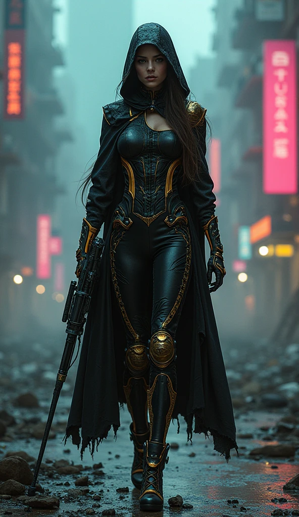 Female warrior,alien body invasion,Heavy metals,energy line,anonymous,bright eyes,elegant,excruciating,brown and white uniform,helmet bị biến dạng,Alone,modern,city,street,Dark Clouds,Thunder,heavy rain, ,Impressive lighting,,(Masterpiece:1.2), Highest quality, High resolution, Beautiful detail, high detail, perfect light, helmet, Dark Clouds, desert