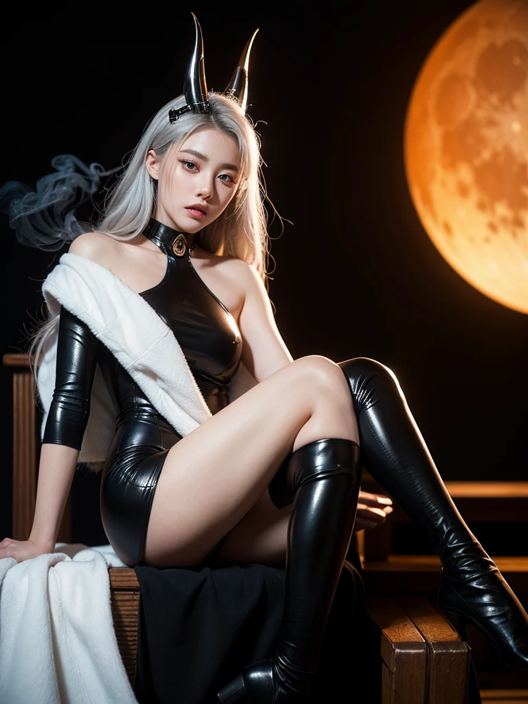 ((Raw photo、highest quality、High resolution、Ray tracing、nffsw、highest quality、precision processing、Portrait,3D,pureerosface_v1:0.7、)、(( shiny red leather bondage、dark red BDSM、Bold、long tight skirt、1Girl of Man,)))((((Wave Hair、cleavage emphasis、big breasts:4.0、thin legs、blue eyes、Detailed depiction of limbs、small nose、perfect body、No sleeve、full body figure、high heels、18-year-old,))))、universe、