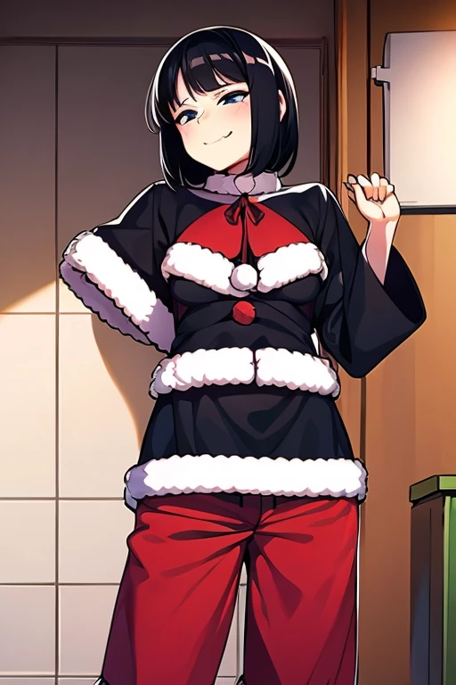Best quality, Super detailed illustration, Warm colors, perfect lighting, (boy:1.6), (the blue skin:2,6) , short tousled thick hair ,Jiangshi clothing, long sleeves, long skirt with leg cutout on the sides, open legs, Tight-fitting clothing, Guanli hat ,smug smile, Happy , a femboy, small waist, wide hips, slim, Perfect body, full length, tricky glance, Scarlet eyes,black and lilac color of clothes
