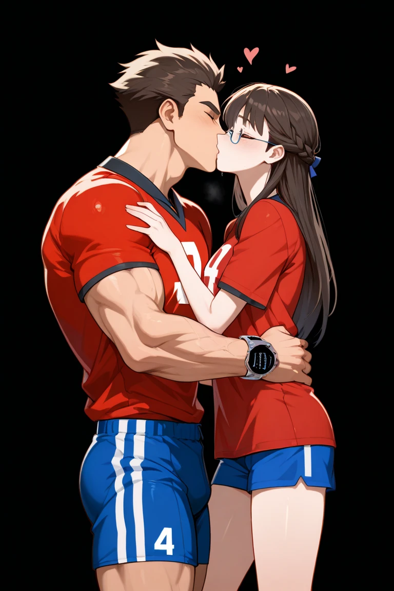 (Create a masterpiece: 1.2),(CGI art:1.3),(realistic:1.5),(After processing:1.3), (Sharp focus:1.3), (man and woman hugging and kissing: 1.5), (man and woman: 1.5), smile, (A man wears a navy blue short-sleeved round neck t-shirt.: 1.3), Navy cargo pants, Korean guy , korean men, (High gloss details), chest muscles, large arm muscles, blood vessel, Big muscles, Broad shoulders, looking at the audience, Balancing the eyes, smile, Close your eyes, open your mouth., (Close your eyes, open your mouth. : 1.3) , ,(genital very long big : 1.8), (Big testicles), (Erection of the penis: 1.1), (How: 1.8) ,(naked woman: 1.9), Make love, fucking, sex, lust,  (Tilted Towers themed football stadium: 1.3) ,