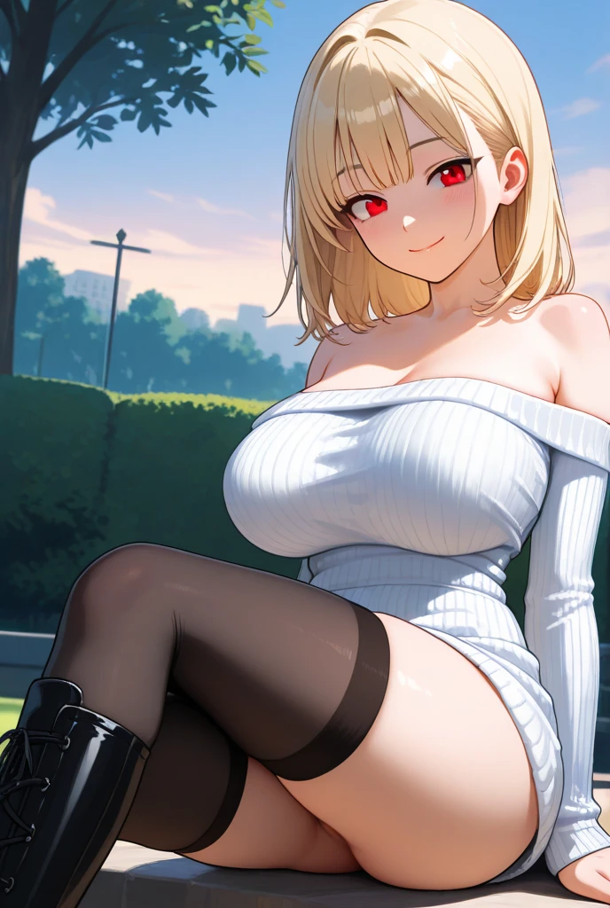 (best quality,Unparalleled masterpiece:1.4),Ultra-detailed CG 4K,blonde,Maid tiara, Loose bikini,High heel,huge,rendering,huge,squat on the ground