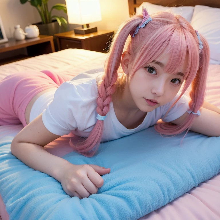 White stockings, pink hair, loli different eyes