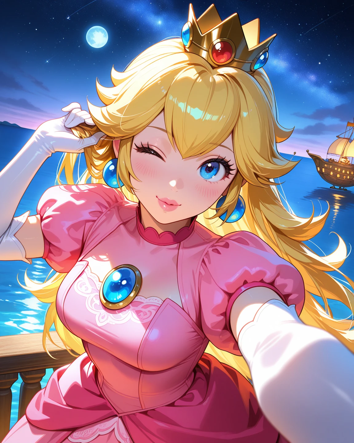 1girl <lora:Futurenijiimadness-02:1> source_anime, futurenijiimadness, princess peach, turning to face viewer, head tilt, 1 girl, seductive smile, looking at viewer, sexy revealing outfit, kinky, adorable, petite, side view, looking at viewer, round face, 18 years old, cutest girl in the world, score_9, score_8_up, score_7_up,   ultra detailed,, <lora:Expressive_H:0.8> Expressiveh