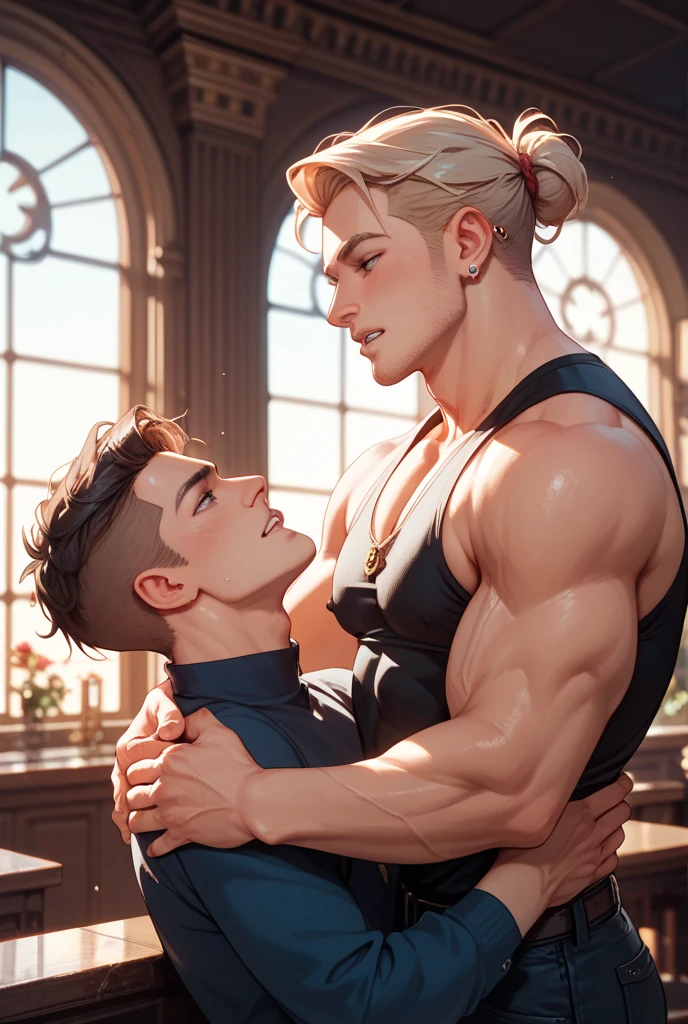 ((2 guys)) Peter Pan examines the buttocks of a 20-year-old Brazilian boy, wearing tight sweatpants with a protruding convex codpiece. Muscular, with round, firm, perfect buttocks, Aesthetic, erotic, beautiful