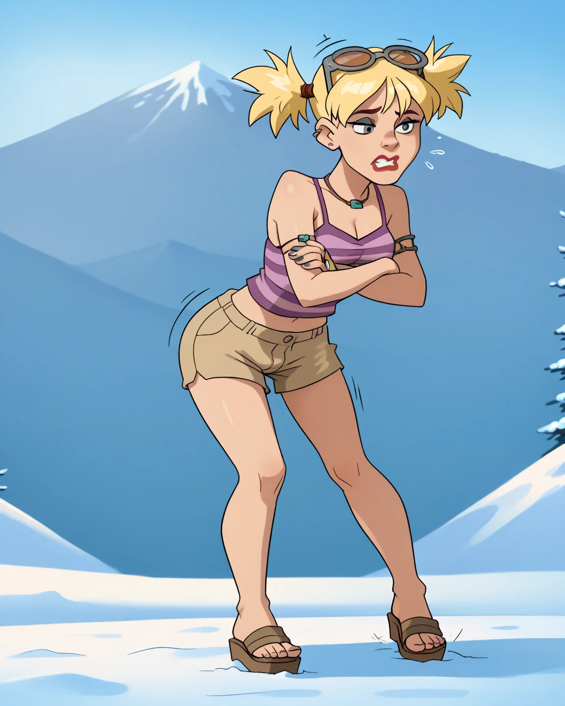 1girl, sexy 11yearold blonde cheerleader is in her underwear and is eating a Popsicle in her backyard. her dog is licking her pussy. dog.