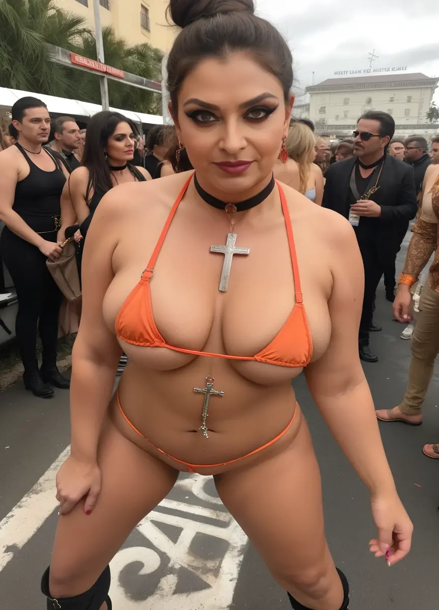 Full body photo of SEXIEST 50YO MATURE MILF AISHWARYA RAI as SEX HORNY BIMBO MILF, ((FLIRTATIOUS MOCKING SMILE)), ((COMPLETEY DRENCHED WET BODY)), (((BLACK LOCK & KEY CHAIN SLAVE harness))), ((boots)), (((surrounded and dominating NUDE MEN in CROWDED ((ONLY NUDE BOYS')) NUDE POOL PARTY))), day scene, curvaceous thick hourglass figure, look straight at camera, sexy 50 yo mature MILF, soft volumetric lights, intricate details, (ArtStation:1.2)