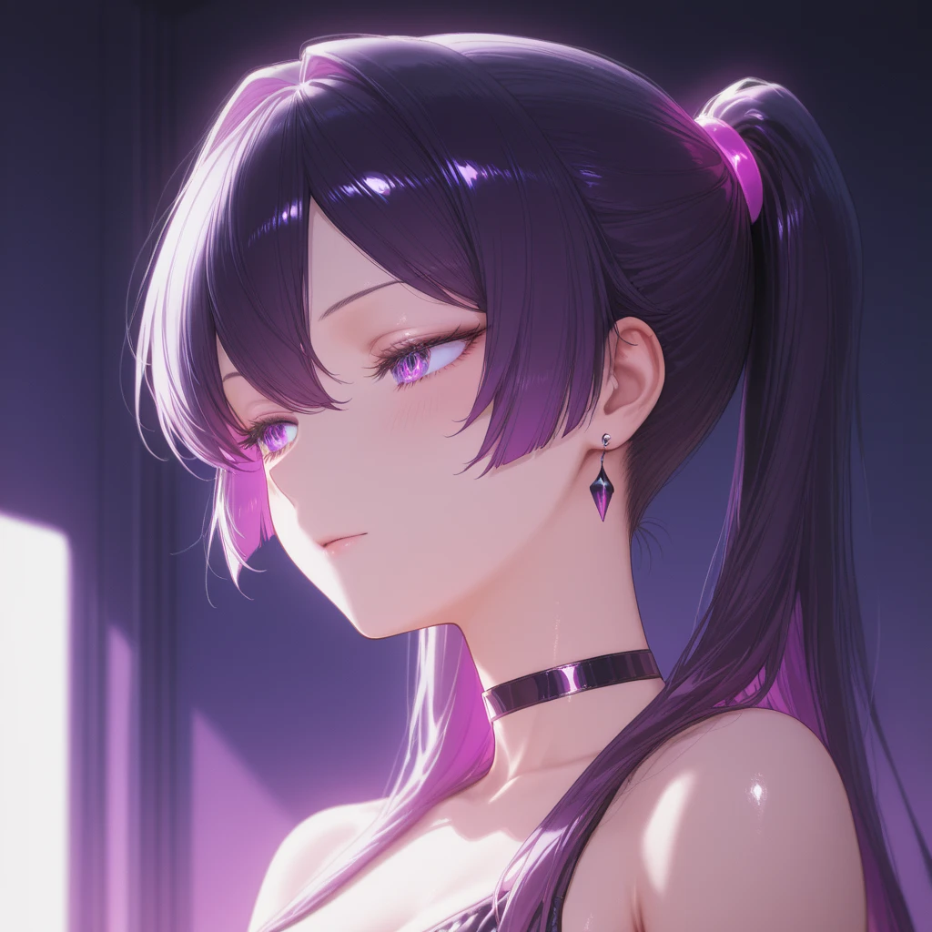 (ultra-detailed,photorealistic:1.2), HDR, professional, vivid colors, bokeh, 3D rendering, sexy curvy girl, solo, purple hair, ahegao face, big boobs, sensual, seductive pose, soft lighting, lace lingerie, high heels, boudoir photography, glamorous, confident expression, alluring gaze