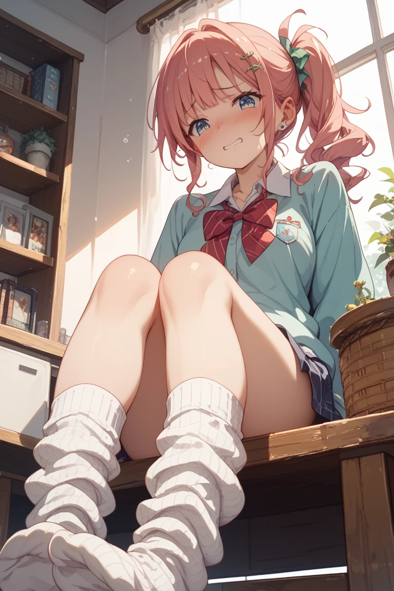 girl having sex),Girl with pink hair, long twintail hairstyle, ((small bushy eyebrows)), wearing gothic ta clothing, loli, walking to school, flirty smile,, walking to school, bored look, bored face,, (sitting with legs open lifting her skirt to show her vagina wet with semen), (1 boy having sex with the girl, scaried young boy) naked boy about to have sex , boy ready to penetrate her pussy, boy about to penetrate her, boy with erected penis, male pov