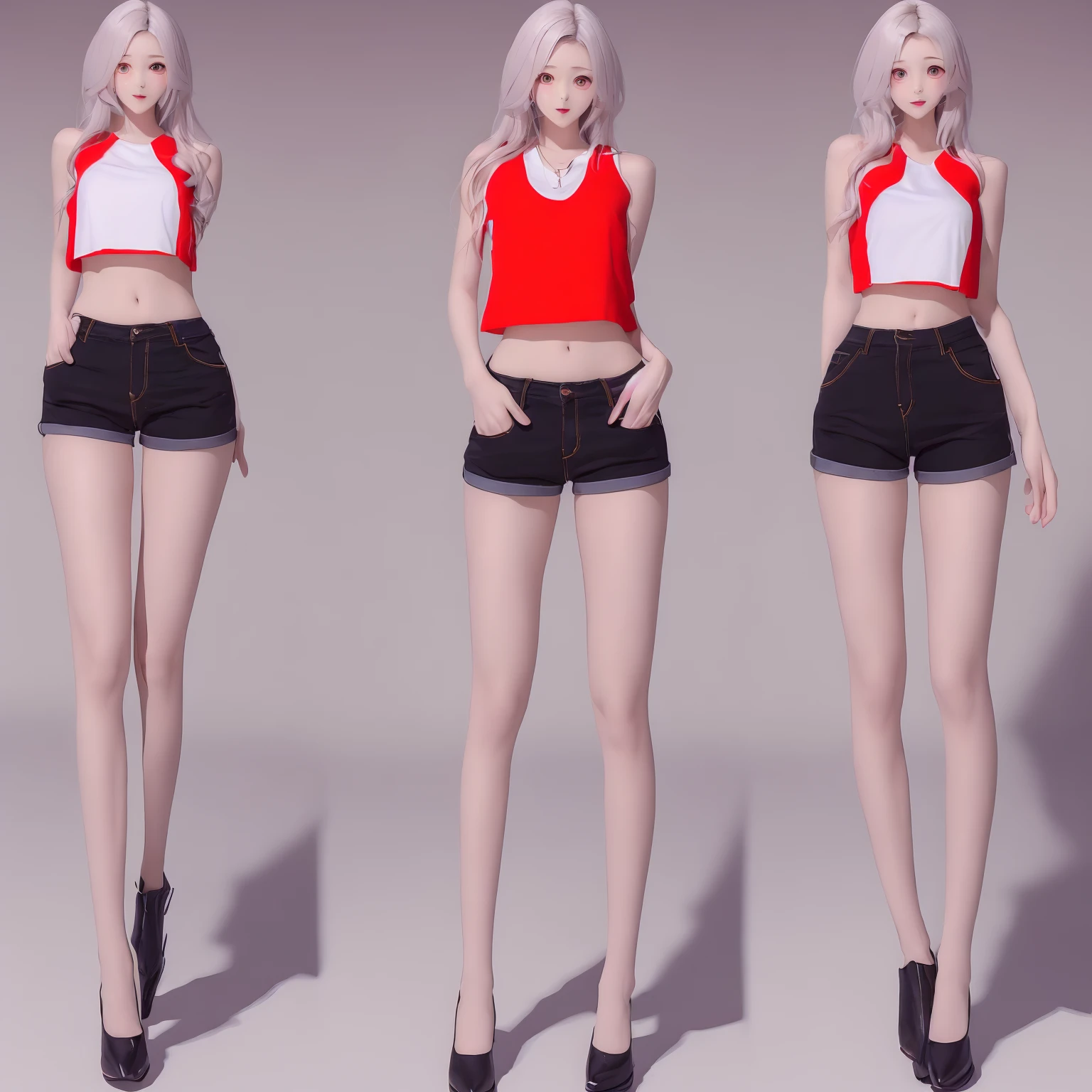 name zoe. 20 year old teenager, beautiful angelic face. Red eyes. White skin color. height 1,70, retail physicist, large and firm breasts, Short blonde hair. Clothes, T-shirt at the height of the abdomen. tight red pants. body detail, standing straight and firm looking angrily at the camera. with face. sitting elegantly
