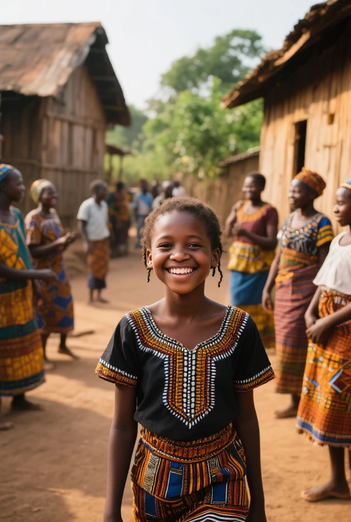 Date: 1998
Country: Benin
Description: In a luminous Beninese village square, a Beninese childlfully balances a basket of vibrant textiles on their head, their pastel attire contrasting with the colorful fabrics. The soft daylight casts a warm glow on the scene as the child's laughter intertwines with the rhythm of local music.