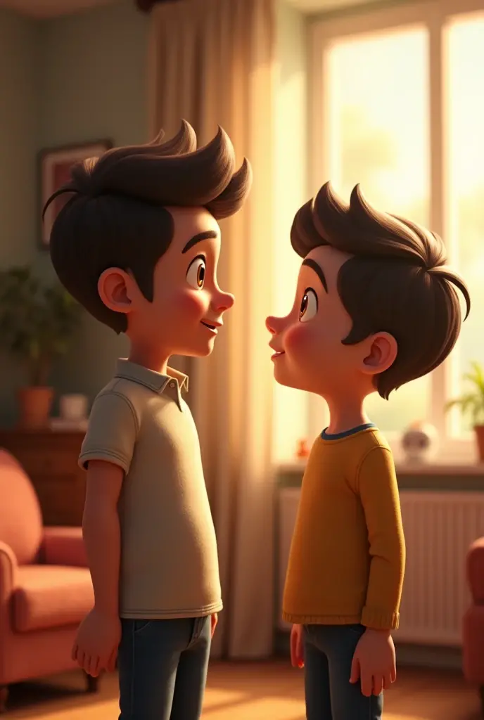 In cinamatic 3d cartoon "Son: "Dad, today our teacher said that true happiness isn’t in money but in the heart. Is that true?"