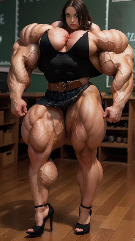 1boy, korean man, black hair, giant, model shoot style, looking at viewer, standing, illuminating light, golden hour, outdoor, strong body, bulk, swollen, buff body, large size, wide pecs, huge arms, vascular, standing, in the school classroom, belt, majestic underpants, prominent bulge, brutalmass