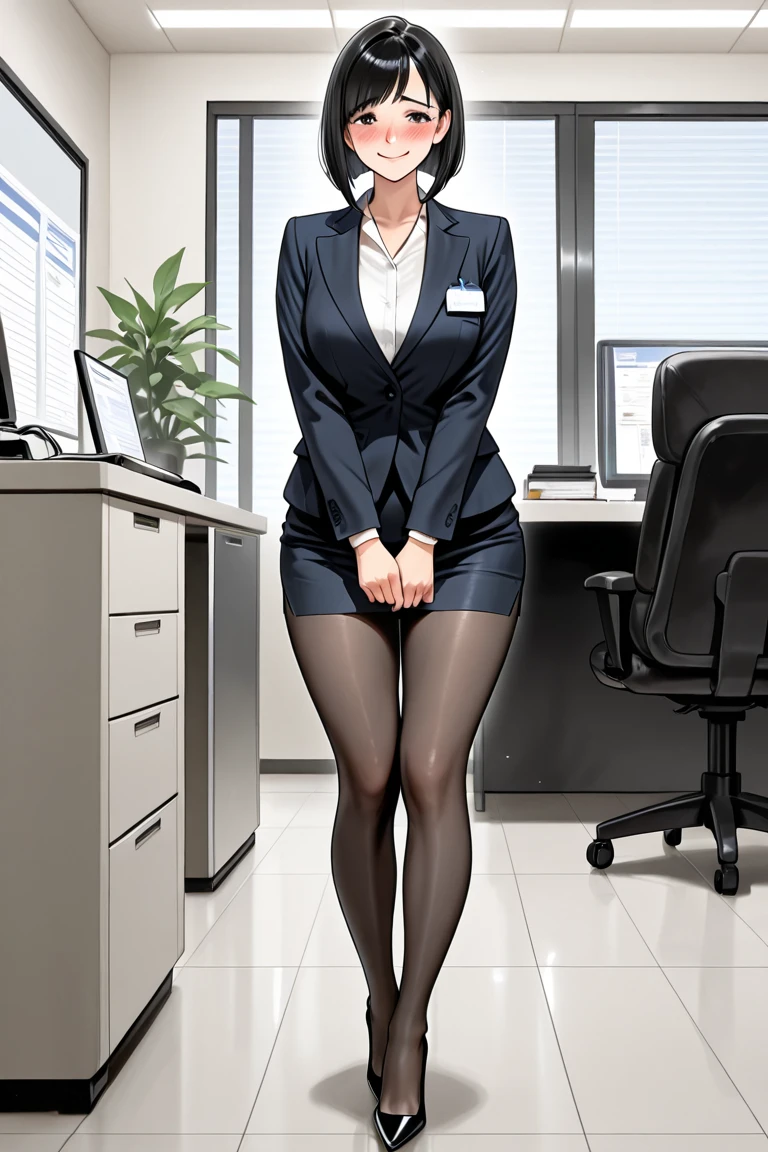 Photorealistic, just like image but real girl, waitress in a bar club leaning on a bar doing a standing split, (((black hair)(long black wavy hair with bangs, black bangs hair))), black pantyhose with cotton gusset at the crotch, slutty black waitress uniform with a ((rectangular gold name tag)), 20 yrs old, black sheer gloss pantyhose, cute bubble butt in pantyhose out to the side, (((black pantyhose with cotton panel crotch))), one leg is straight up hyper extended, holding leg up with one arm, hand grabbing ankle of leg that is up, girl face is beautiful and looking right at the camera, photorealistic, shiny realistic black pantyhose, she leans on a bar in a night club