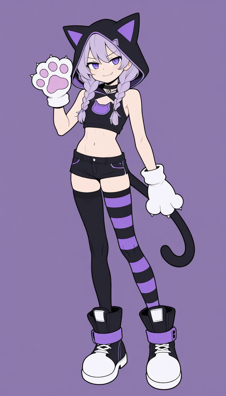 Cheshire cat, big smile, femboy, feminie beauty, purple stiripes, purple themes, yellow wide eyes, detailed face